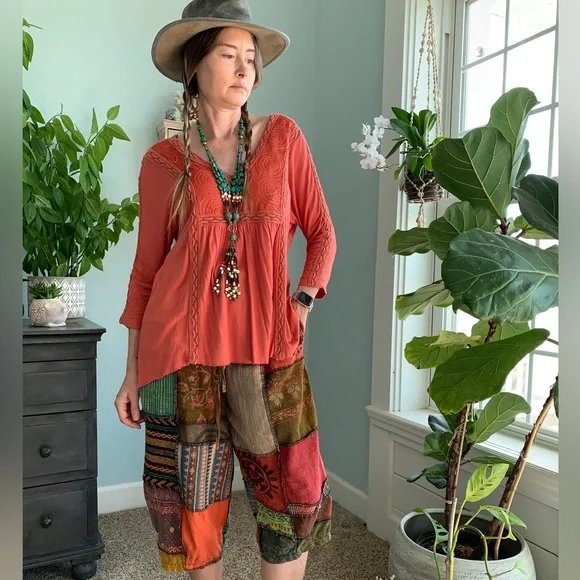 Anthropologie Orange Boho Top - Picture 4 of 4